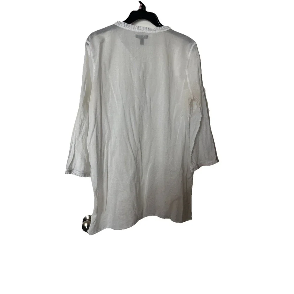 J Crew Womens Airy Popover Shirt White Gauzy V Neck Ruffle Pocket L